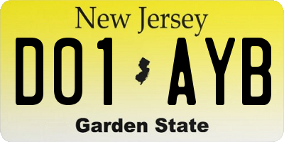 NJ license plate D01AYB