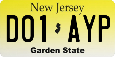 NJ license plate D01AYP