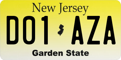 NJ license plate D01AZA