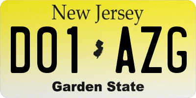 NJ license plate D01AZG