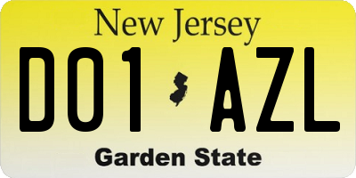 NJ license plate D01AZL