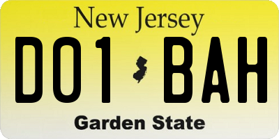NJ license plate D01BAH