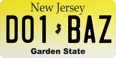 NJ license plate D01BAZ