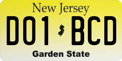 NJ license plate D01BCD