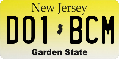 NJ license plate D01BCM