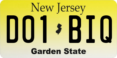 NJ license plate D01BIQ