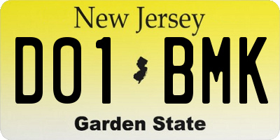 NJ license plate D01BMK