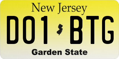 NJ license plate D01BTG
