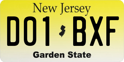 NJ license plate D01BXF