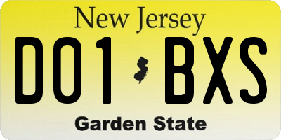 NJ license plate D01BXS