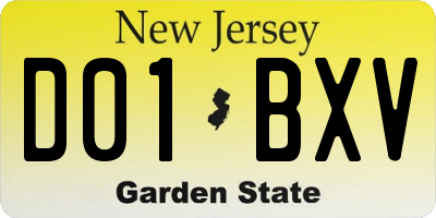 NJ license plate D01BXV