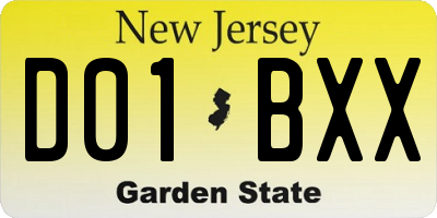 NJ license plate D01BXX