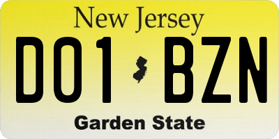 NJ license plate D01BZN