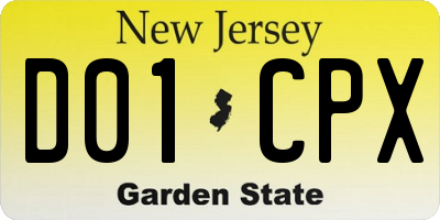 NJ license plate D01CPX