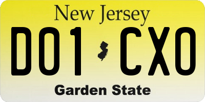 NJ license plate D01CXO