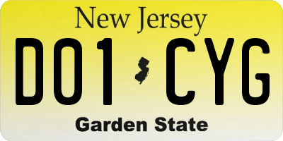 NJ license plate D01CYG