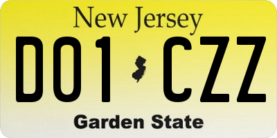 NJ license plate D01CZZ