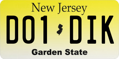 NJ license plate D01DIK