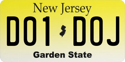 NJ license plate D01DOJ