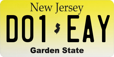 NJ license plate D01EAY
