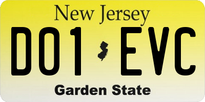 NJ license plate D01EVC