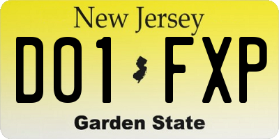NJ license plate D01FXP
