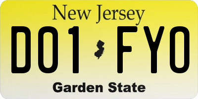 NJ license plate D01FYO