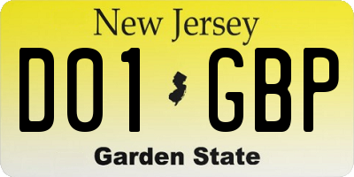 NJ license plate D01GBP