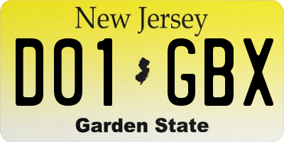 NJ license plate D01GBX