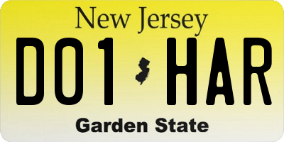 NJ license plate D01HAR