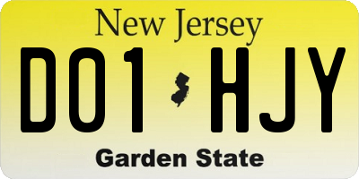 NJ license plate D01HJY