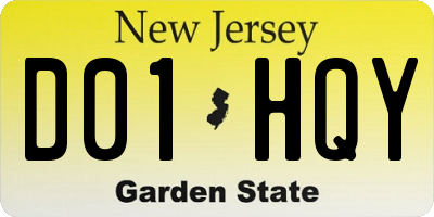 NJ license plate D01HQY