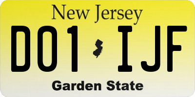 NJ license plate D01IJF