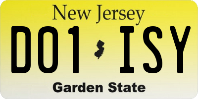 NJ license plate D01ISY