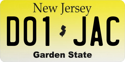 NJ license plate D01JAC