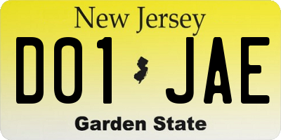 NJ license plate D01JAE