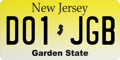 NJ license plate D01JGB