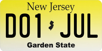 NJ license plate D01JUL