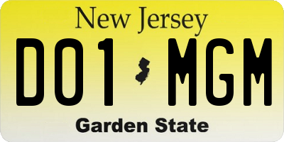 NJ license plate D01MGM