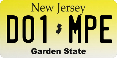 NJ license plate D01MPE