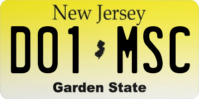 NJ license plate D01MSC