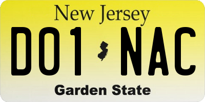NJ license plate D01NAC