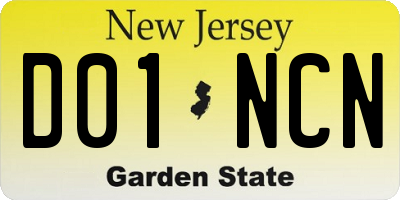 NJ license plate D01NCN