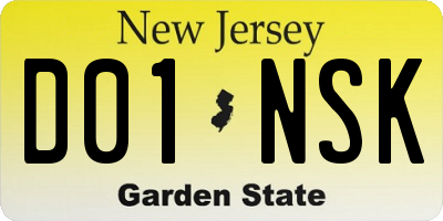NJ license plate D01NSK
