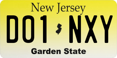 NJ license plate D01NXY