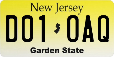 NJ license plate D01OAQ