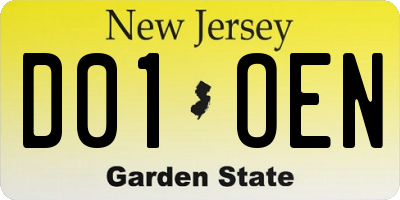 NJ license plate D01OEN