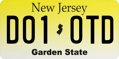 NJ license plate D01OTD