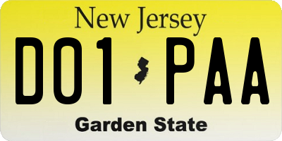 NJ license plate D01PAA