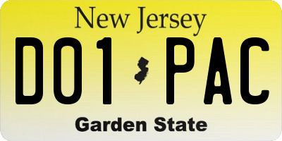 NJ license plate D01PAC
